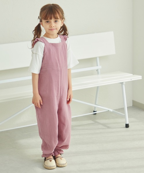 pairmanon(ペアマノン)の「ダブルガーゼ バッククロス フリルサロペット(サロペット/オーバーオール・キッズ・テラコッタ/オリーブ/ブルー系その他/ライトパープル・120/100/130/110/140/150/90)」の11枚目の写真