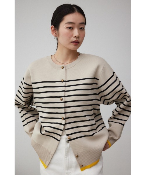AZUL by moussy(アズールバイマウジー)の「ボーダースポンディッシュカーディガン(カーディガン/ボレロ・レディース・ホワイト系その他/ベージュ系その他/グレー系その他・FREE)」の13枚目の写真