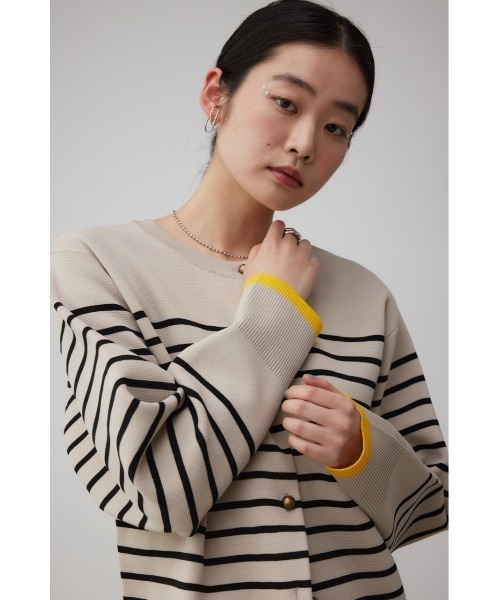 AZUL by moussy(アズールバイマウジー)の「ボーダースポンディッシュカーディガン(カーディガン/ボレロ・レディース・ホワイト系その他/ベージュ系その他/グレー系その他・FREE)」の12枚目の写真