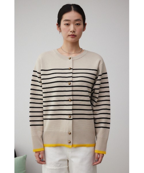 AZUL by moussy(アズールバイマウジー)の「ボーダースポンディッシュカーディガン(カーディガン/ボレロ・レディース・ホワイト系その他/ベージュ系その他/グレー系その他・FREE)」の10枚目の写真
