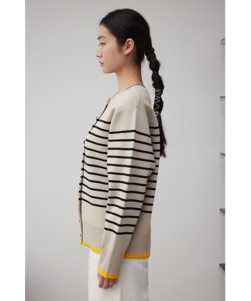 AZUL by moussy(アズールバイマウジー)の「ボーダースポンディッシュカーディガン(カーディガン/ボレロ・レディース・ホワイト系その他/ベージュ系その他/グレー系その他・FREE)」の9枚目の写真