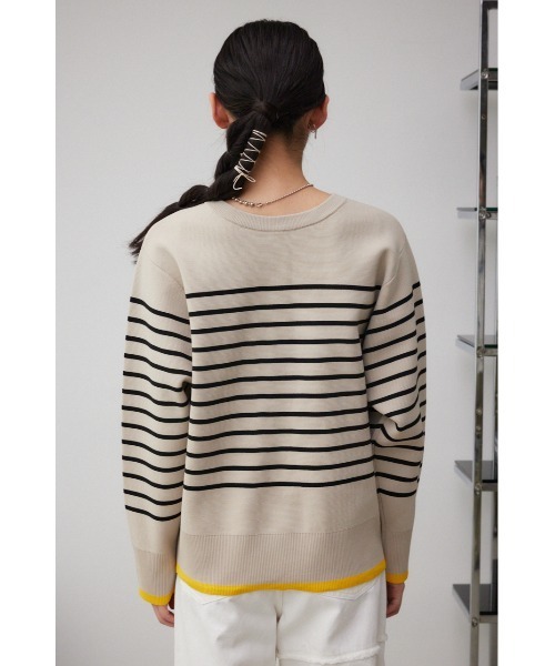 AZUL by moussy(アズールバイマウジー)の「ボーダースポンディッシュカーディガン(カーディガン/ボレロ・レディース・ホワイト系その他/ベージュ系その他/グレー系その他・FREE)」の8枚目の写真