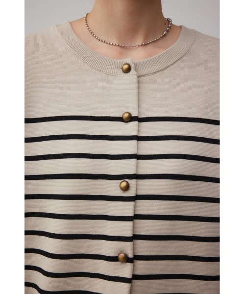 AZUL by moussy(アズールバイマウジー)の「ボーダースポンディッシュカーディガン(カーディガン/ボレロ・レディース・ホワイト系その他/ベージュ系その他/グレー系その他・FREE)」の7枚目の写真