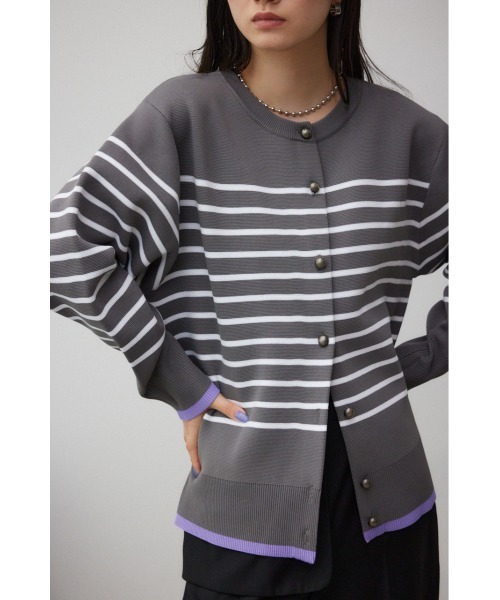 AZUL by moussy(アズールバイマウジー)の「ボーダースポンディッシュカーディガン(カーディガン/ボレロ・レディース・ホワイト系その他/ベージュ系その他/グレー系その他・FREE)」の22枚目の写真