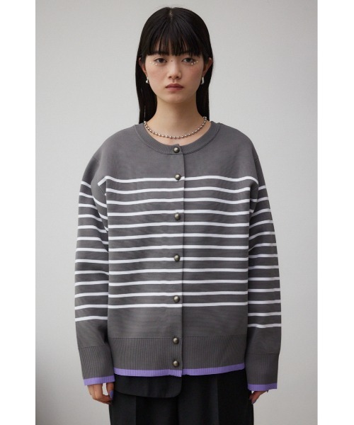 AZUL by moussy(アズールバイマウジー)の「ボーダースポンディッシュカーディガン(カーディガン/ボレロ・レディース・ホワイト系その他/ベージュ系その他/グレー系その他・FREE)」の20枚目の写真