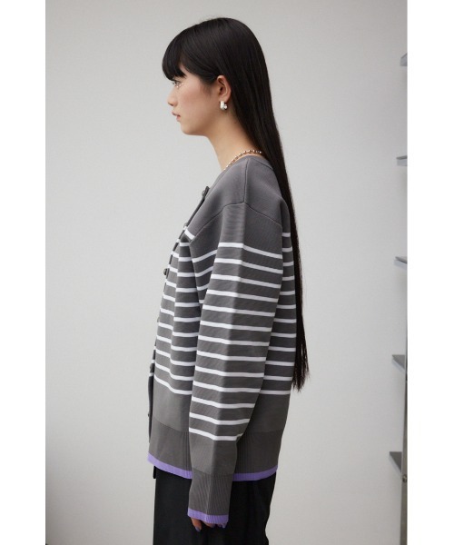 AZUL by moussy(アズールバイマウジー)の「ボーダースポンディッシュカーディガン(カーディガン/ボレロ・レディース・ホワイト系その他/ベージュ系その他/グレー系その他・FREE)」の19枚目の写真