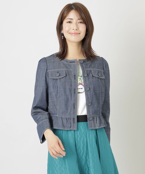 【セール】ダブルスラブシャンブレー ジャケット（ブルゾン）｜TO BE CHIC（トゥー ビー シック） 31,900円