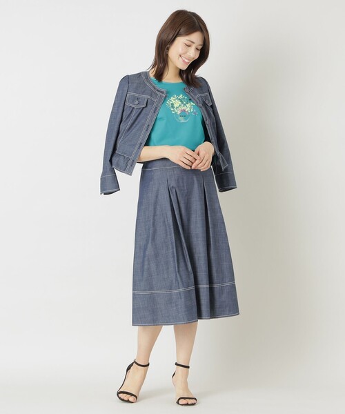 【セール】ダブルスラブシャンブレー ジャケット（ブルゾン）｜TO BE CHIC（トゥー ビー シック）