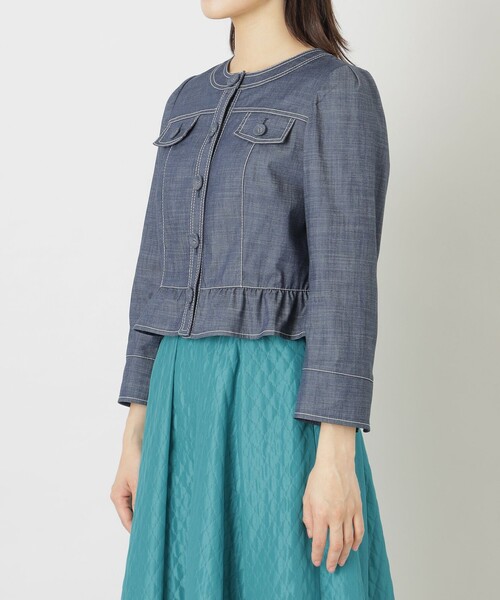 【セール】ダブルスラブシャンブレー ジャケット（ブルゾン）｜TO BE CHIC（トゥー ビー シック）