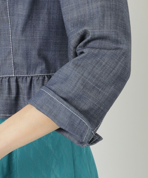 【セール】ダブルスラブシャンブレー ジャケット（ブルゾン）｜TO BE CHIC（トゥー ビー シック）