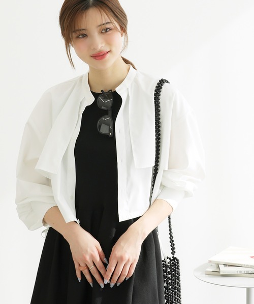 ROPE' PICNIC(ロペピクニック)の「ヨークドロストクロップドシャツ(シャツ/ブラウス・レディース・ホワイト/ブルー系その他/ブルー/ピンク・38)」の2枚目の写真
