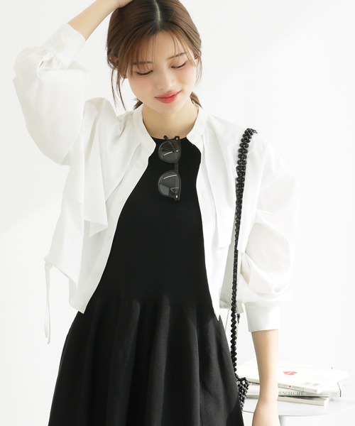 ROPE' PICNIC(ロペピクニック)の「ヨークドロストクロップドシャツ(シャツ/ブラウス・レディース・ホワイト/ブルー系その他/ブルー/ピンク・38)」の8枚目の写真