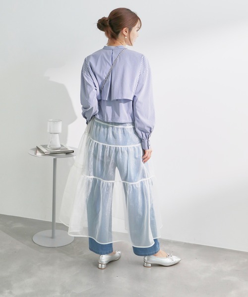 ROPE' PICNIC(ロペピクニック)の「ヨークドロストクロップドシャツ(シャツ/ブラウス・レディース・ホワイト/ブルー系その他/ブルー/ピンク・38)」の10枚目の写真