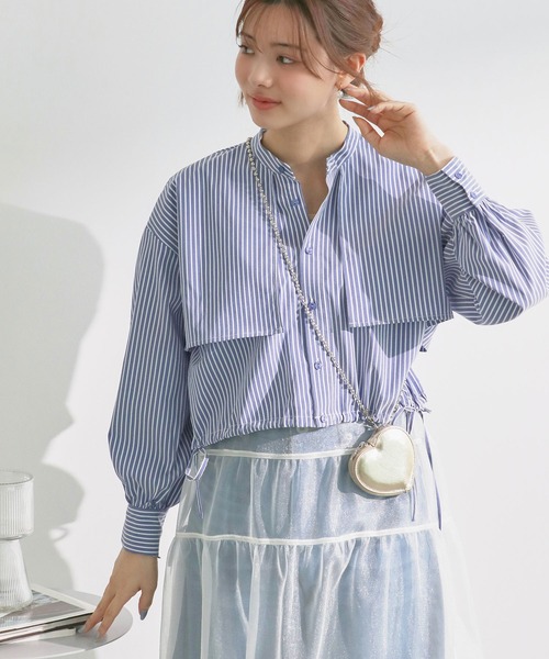 ROPE' PICNIC(ロペピクニック)の「ヨークドロストクロップドシャツ(シャツ/ブラウス・レディース・ホワイト/ブルー系その他/ブルー/ピンク・38)」の12枚目の写真