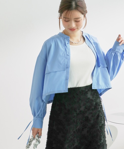 ROPE' PICNIC(ロペピクニック)の「ヨークドロストクロップドシャツ(シャツ/ブラウス・レディース・ホワイト/ブルー系その他/ブルー/ピンク・38)」の15枚目の写真