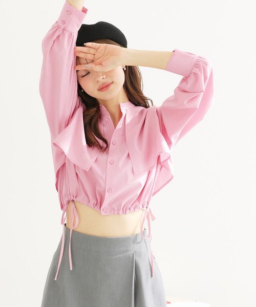 ROPE' PICNIC(ロペピクニック)の「ヨークドロストクロップドシャツ(シャツ/ブラウス・レディース・ホワイト/ブルー系その他/ブルー/ピンク・38)」の20枚目の写真