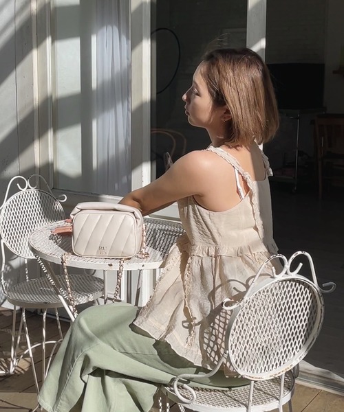 RUBY AND YOU（ルビーアンドユー）の「シアーフリルキャミソール（キャミソール・レディース・ベージュ系その他/オフホワイト・FREE）」の12枚目の写真