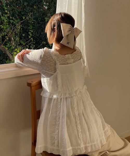 RUBY AND YOU（ルビーアンドユー）の「シアーフリルキャミソール（キャミソール・レディース・ベージュ系その他/オフホワイト・FREE）」の8枚目の写真