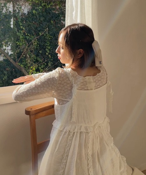 RUBY AND YOU（ルビーアンドユー）の「シアーフリルキャミソール（キャミソール・レディース・ベージュ系その他/オフホワイト・FREE）」の9枚目の写真