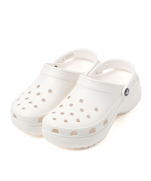 crocs(クロックス)の「【LADIES】crocs/CL PL CLOG クラシック プラットフォーム クロッグ 2976132(サンダル・レディース・ホワイト/ブラック/ピンク・MEDIUM/SMALL)」の1枚目の写真