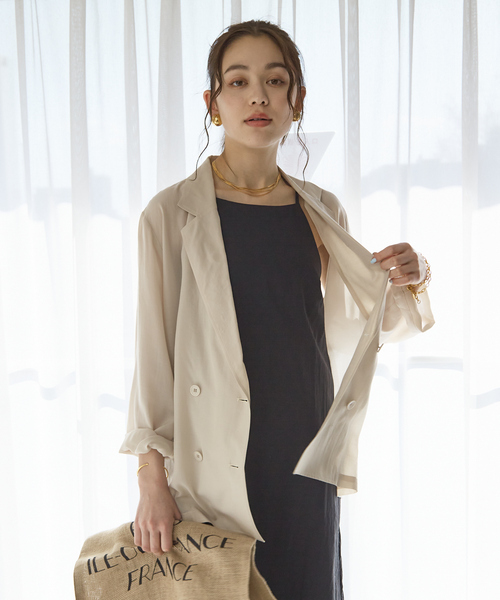 Rouge vif Anna(ルージュヴィフアンナ)の「エアリーシャツジャケット(テーラードジャケット・レディース・ブラウン/ブラック/アイボリー・フリー)」の5枚目の写真