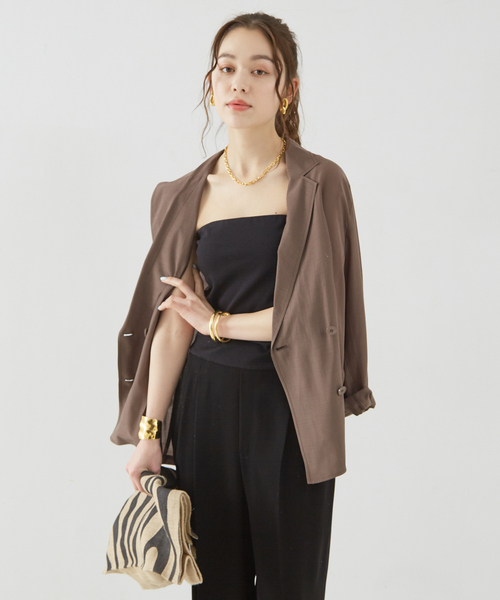 Rouge vif Anna(ルージュヴィフアンナ)の「エアリーシャツジャケット(テーラードジャケット・レディース・ブラウン/ブラック/アイボリー・フリー)」の13枚目の写真