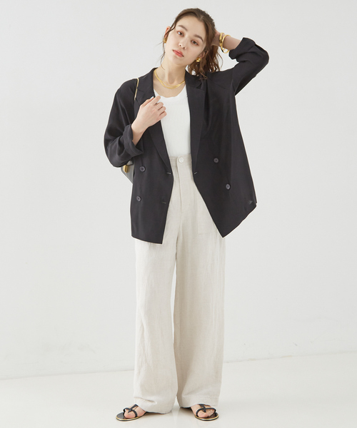 Rouge vif Anna(ルージュヴィフアンナ)の「エアリーシャツジャケット(テーラードジャケット・レディース・ブラウン/ブラック/アイボリー・フリー)」の11枚目の写真