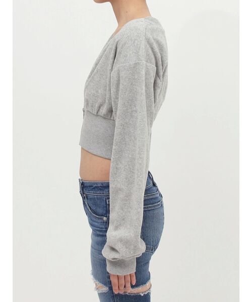 GYDA（ジェイダ）の「パイルショートZIP UPカーディガン（カーディガン/ボレロ・レディース・グレー/オフホワイト/ブラック・FREE）」の13枚目の写真