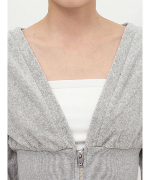 GYDA（ジェイダ）の「パイルショートZIP UPカーディガン（カーディガン/ボレロ・レディース・グレー/オフホワイト/ブラック・FREE）」の15枚目の写真