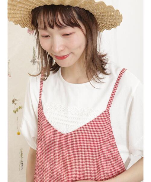 Samansa Mos2（サマンサ モスモス）の「パーツレース貼りカットソー（Tシャツ/カットソー・レディース・ベージュ/オフホワイト/ブラック・F）」の4枚目の写真