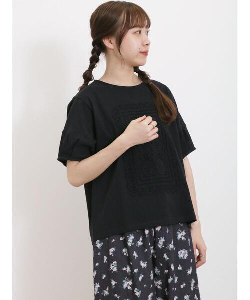 セール】パーツレース貼りカットソー（Tシャツ/カットソー