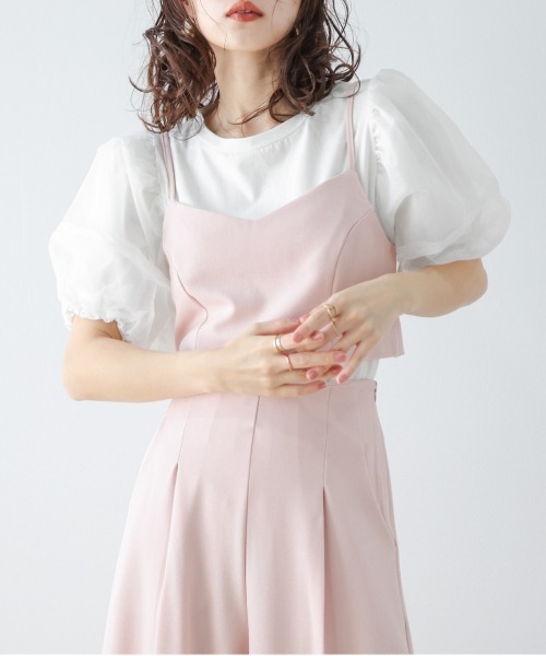 SUGAR BISKET(シュガービスケット)の「オーガンジーランタンスリーブトップス(Tシャツ/カットソー・レディース・ブラック/ベージュ/ホワイト・フリー)」の2枚目の写真