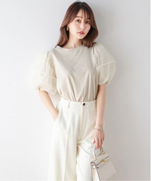SUGAR BISKET(シュガービスケット)の「オーガンジーランタンスリーブトップス(Tシャツ/カットソー・レディース・ブラック/ベージュ/ホワイト・フリー)」の4枚目の写真