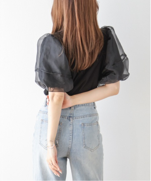 SUGAR BISKET(シュガービスケット)の「オーガンジーランタンスリーブトップス(Tシャツ/カットソー・レディース・ブラック/ベージュ/ホワイト・フリー)」の17枚目の写真