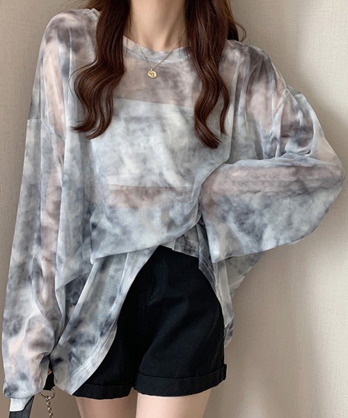 Miniministore(ミニミニストア)の「シースルー Tシャツ レディース 長袖(Tシャツ/カットソー・レディース・ブルー/ブラック/ライトグレー・FREE)」の5枚目の写真