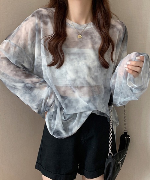 Miniministore(ミニミニストア)の「シースルー Tシャツ レディース 長袖(Tシャツ/カットソー・レディース・ブルー/ブラック/ライトグレー・FREE)」の6枚目の写真