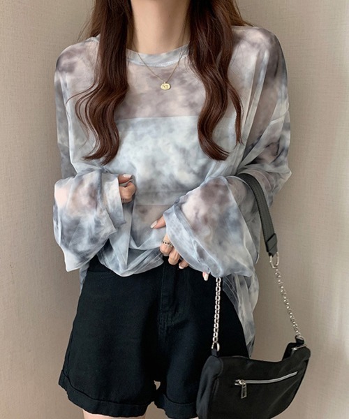 Miniministore(ミニミニストア)の「シースルー Tシャツ レディース 長袖(Tシャツ/カットソー・レディース・ブルー/ブラック/ライトグレー・FREE)」の7枚目の写真