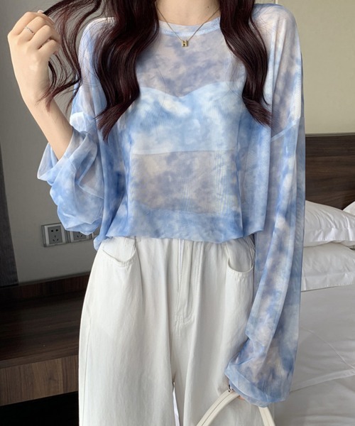 Miniministore(ミニミニストア)の「シースルー Tシャツ レディース 長袖(Tシャツ/カットソー・レディース・ブルー/ブラック/ライトグレー・FREE)」の9枚目の写真