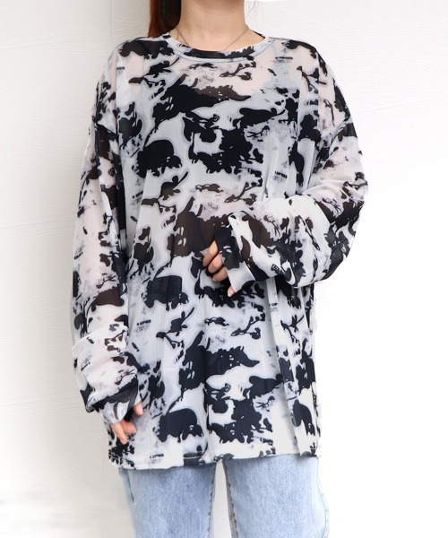 Miniministore(ミニミニストア)の「シースルー Tシャツ レディース 長袖(Tシャツ/カットソー・レディース・ブルー/ブラック/ライトグレー・FREE)」の13枚目の写真