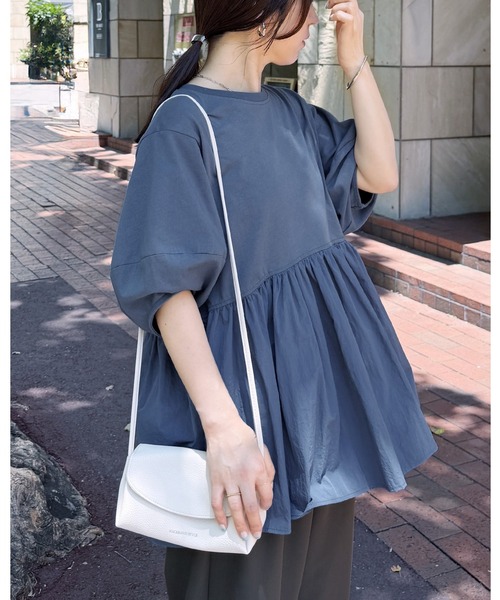 reca（レカ）の「パフスリーブペプラムプルオーバー（Tシャツ/カットソー・レディース・オフホワイト/ブルー/ブラック/ブルー系その他/ピンク系その他・FREE）」の4枚目の写真