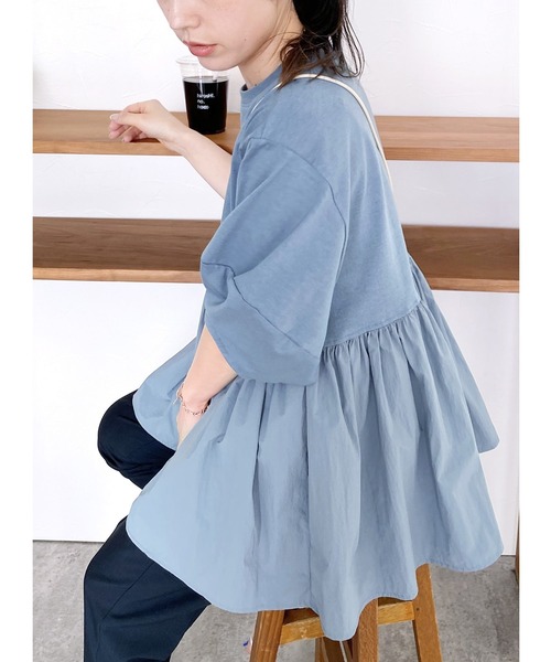 reca（レカ）の「パフスリーブペプラムプルオーバー（Tシャツ/カットソー・レディース・オフホワイト/ブルー/ブラック/ブルー系その他/ピンク系その他・FREE）」の3枚目の写真