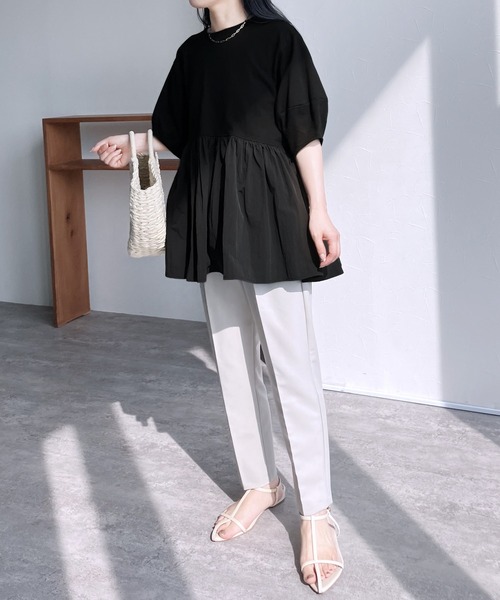 reca（レカ）の「パフスリーブペプラムプルオーバー（Tシャツ/カットソー・レディース・オフホワイト/ブルー/ブラック/ブルー系その他/ピンク系その他・FREE）」の10枚目の写真