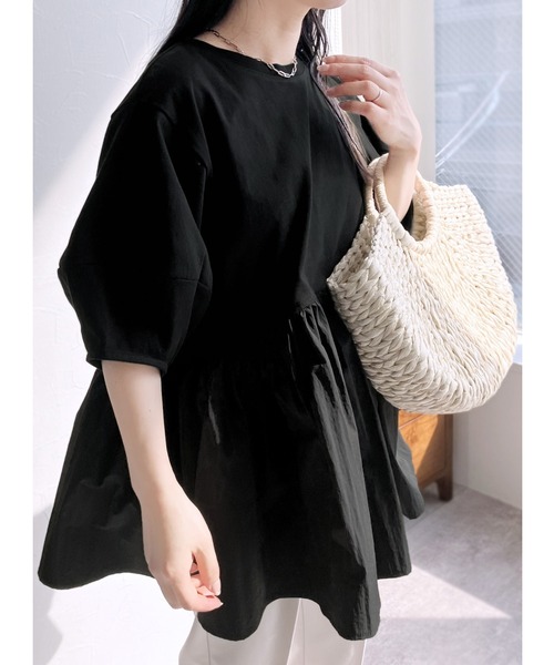 reca（レカ）の「パフスリーブペプラムプルオーバー（Tシャツ/カットソー・レディース・オフホワイト/ブルー/ブラック/ブルー系その他/ピンク系その他・FREE）」の13枚目の写真