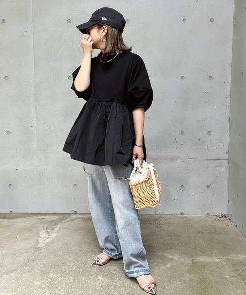 reca（レカ）の「パフスリーブペプラムプルオーバー（Tシャツ/カットソー・レディース・オフホワイト/ブルー/ブラック/ブルー系その他/ピンク系その他・FREE）」の14枚目の写真