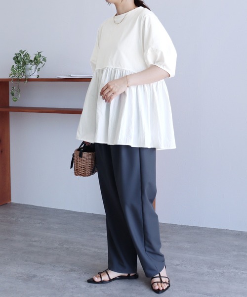 reca（レカ）の「パフスリーブペプラムプルオーバー（Tシャツ/カットソー・レディース・オフホワイト/ブルー/ブラック/ブルー系その他/ピンク系その他・FREE）」の18枚目の写真