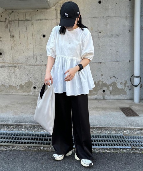 reca（レカ）の「パフスリーブペプラムプルオーバー（Tシャツ/カットソー・レディース・オフホワイト/ブルー/ブラック/ブルー系その他/ピンク系その他・FREE）」の9枚目の写真