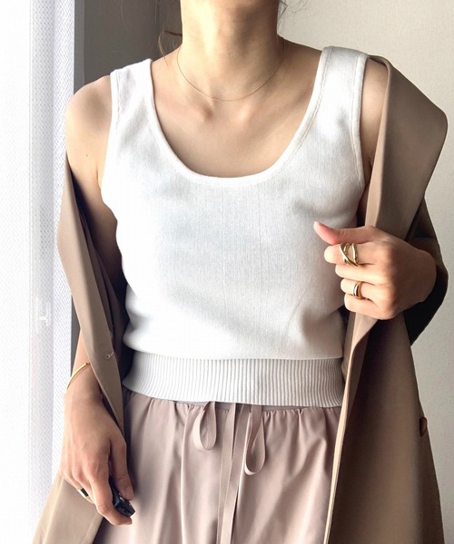 Q(キュー)の「ノースリニット(タンクトップ・レディース・アイボリー/ブラック/ホワイト系その他・MEDIUM)」の11枚目の写真