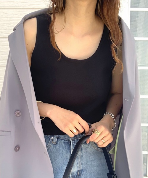 Q(キュー)の「ノースリニット(タンクトップ・レディース・アイボリー/ブラック/ホワイト系その他・MEDIUM)」の7枚目の写真