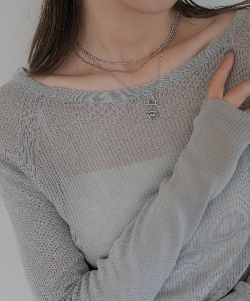 レイヤードマンテルスクエアチェーンネックレス／layered mantel