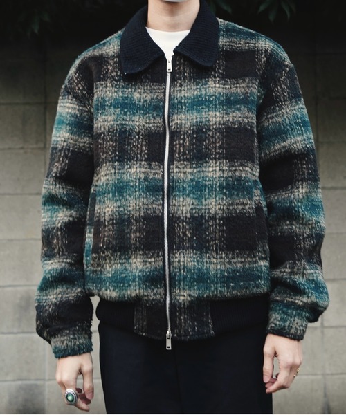 オンブレチェックブルゾン